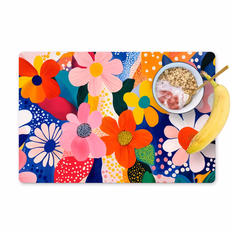 Placemat vinyl - Bloemen - Kleurrijk - Stippen — 1