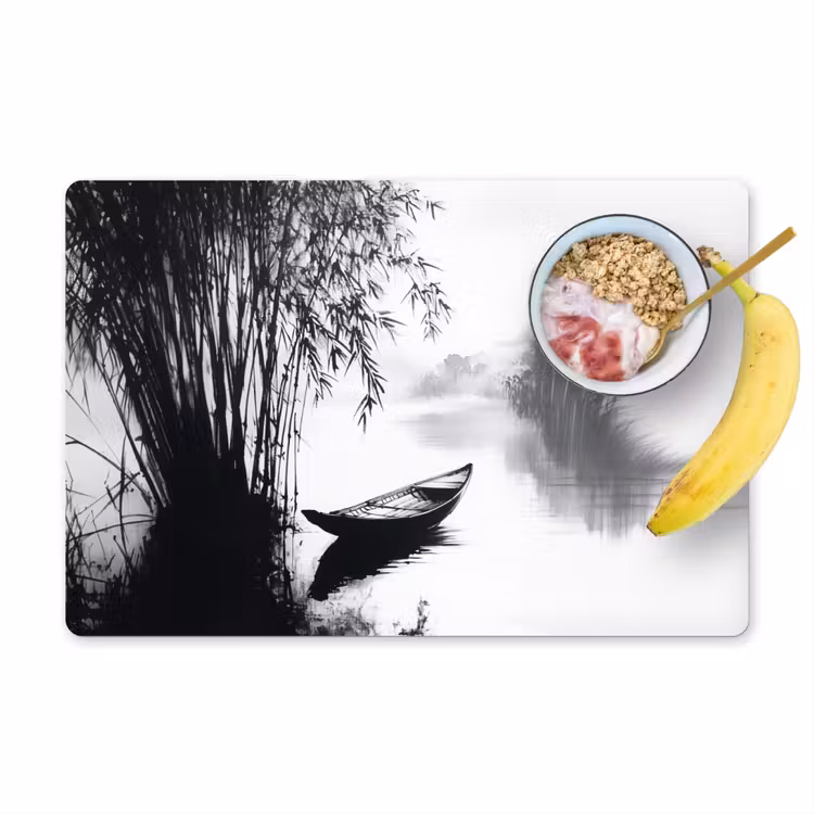 Placemat vinyl - Boot - Rivier - Bamboe - Wit — 1
