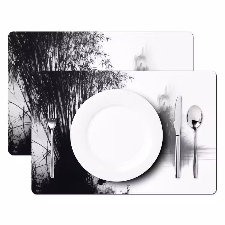 Placemat vinyl - Boot - Rivier - Bamboe - Wit — 2