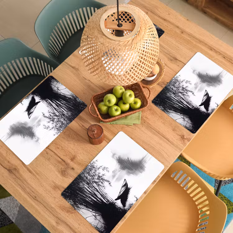 Placemat vinyl - Boot - Rivier - Bamboe - Wit — 3