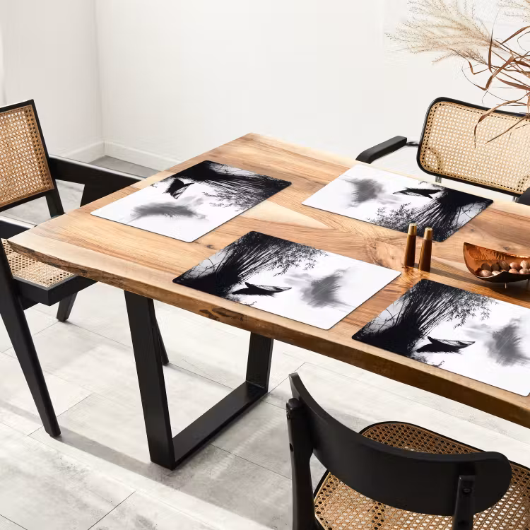 Placemat vinyl - Boot - Rivier - Bamboe - Wit — 4
