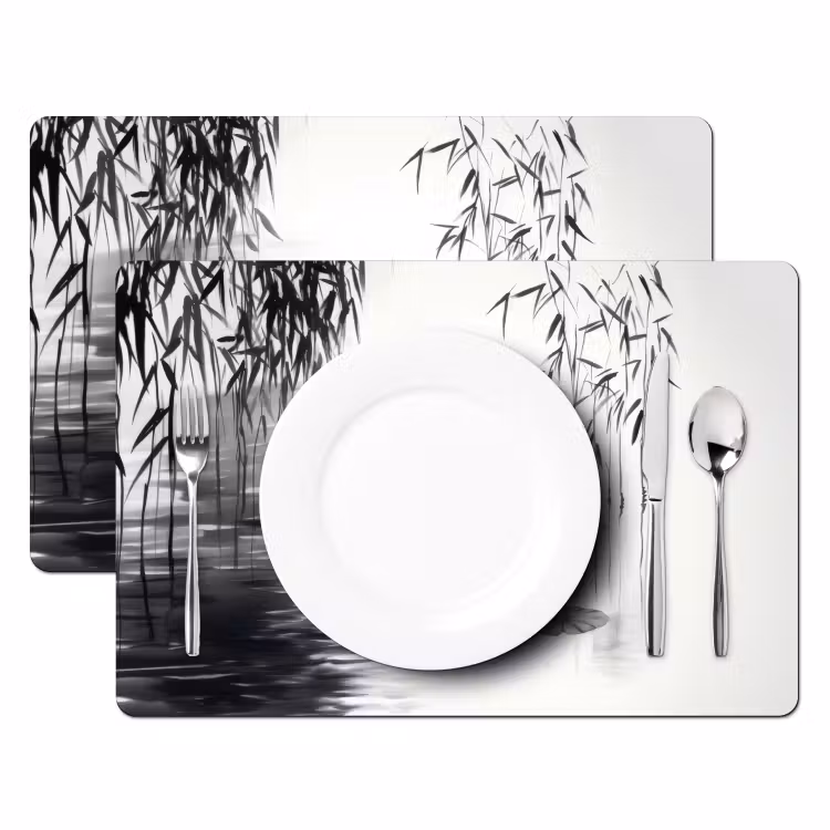 Placemat vinyl - Eenden - Waterlelies - Riet - Zwart — 2