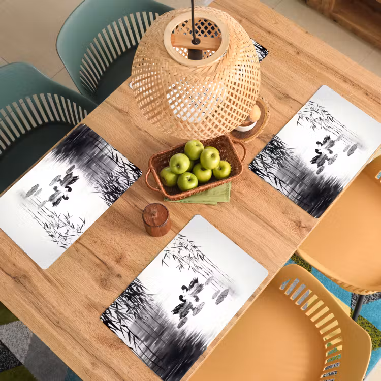 Placemat vinyl - Eenden - Waterlelies - Riet - Zwart — 3