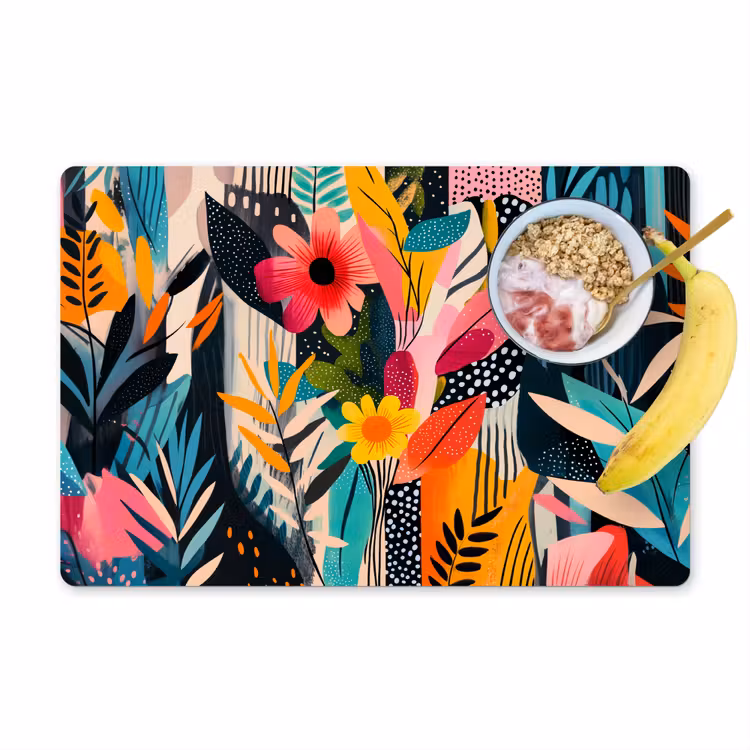 Placemat vinyl - Schilderij - Abstract - Bloemen - Roze — 1