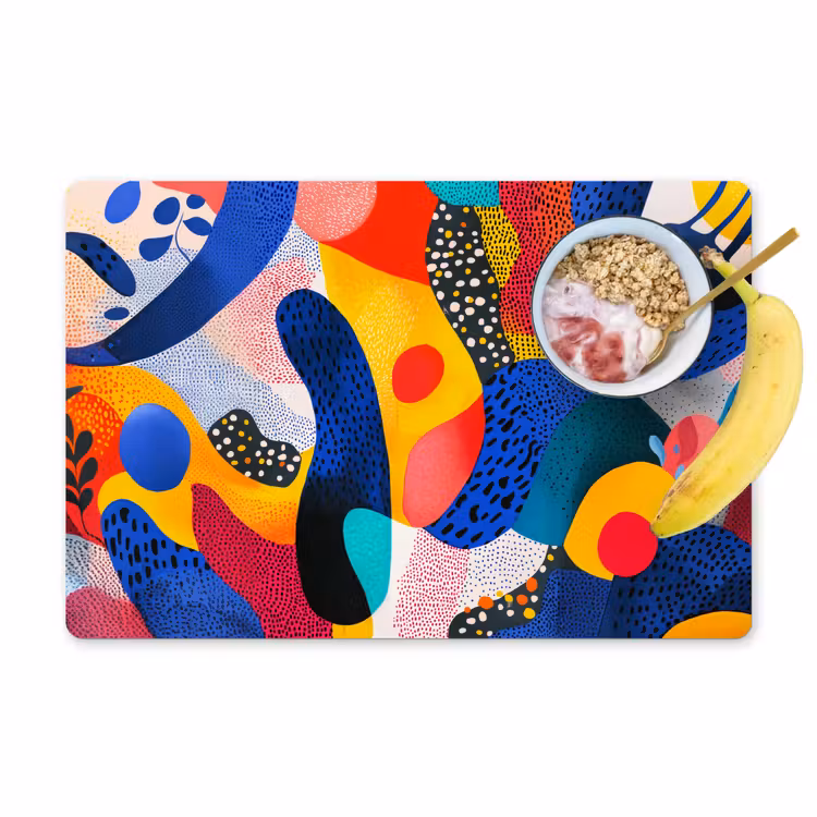 Placemat vinyl - Vormen - Abstract - Stippels - Blauw — 1