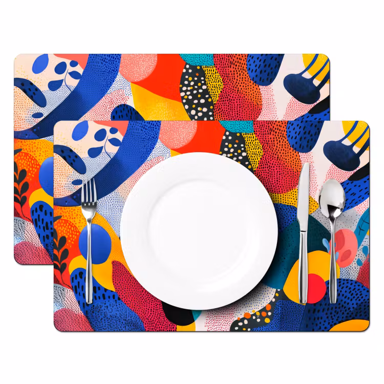 Placemat vinyl - Vormen - Abstract - Stippels - Blauw — 2