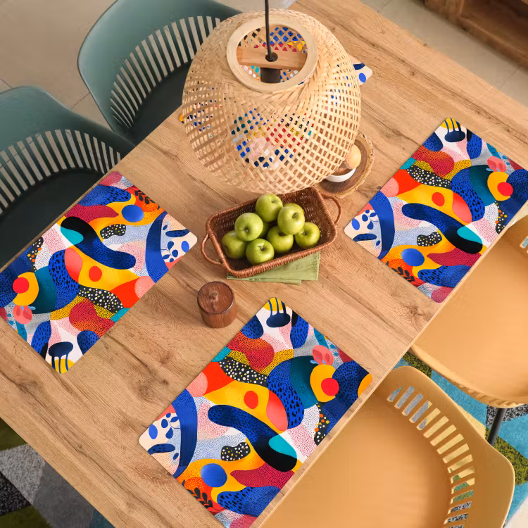 Placemat vinyl - Vormen - Abstract - Stippels - Blauw — 3
