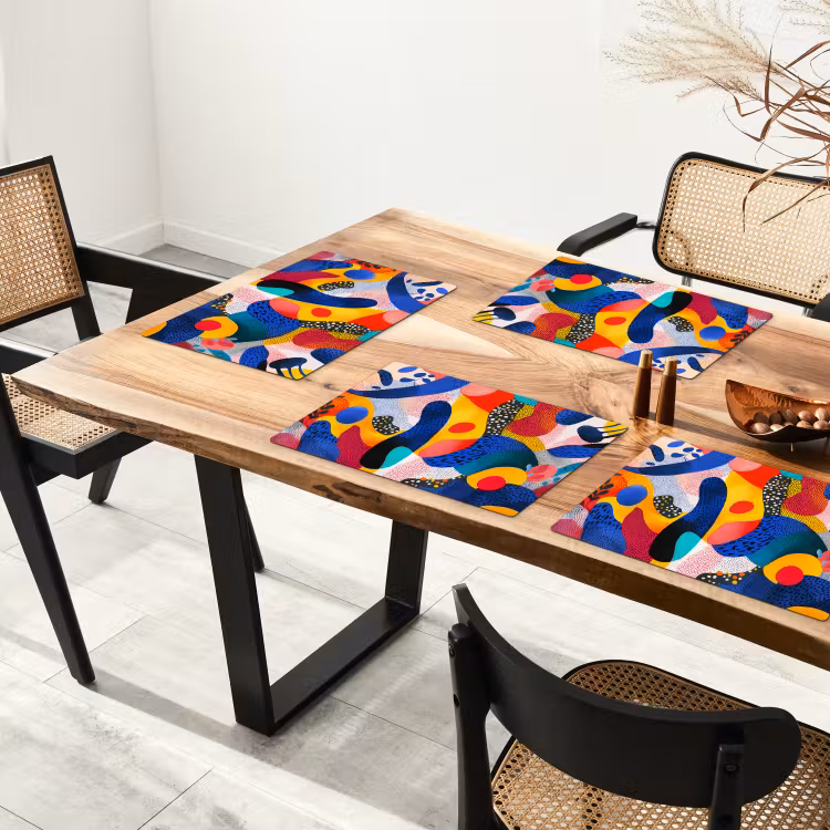 Placemat vinyl - Vormen - Abstract - Stippels - Blauw — 4