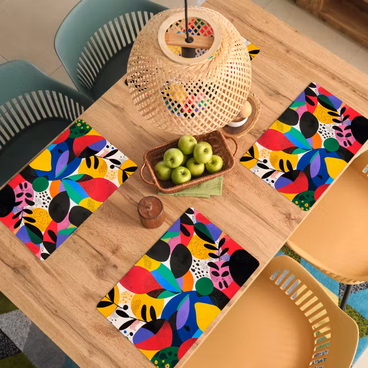 Placemat vinyl - Vormen - Stippen - Kleurrijk — 3