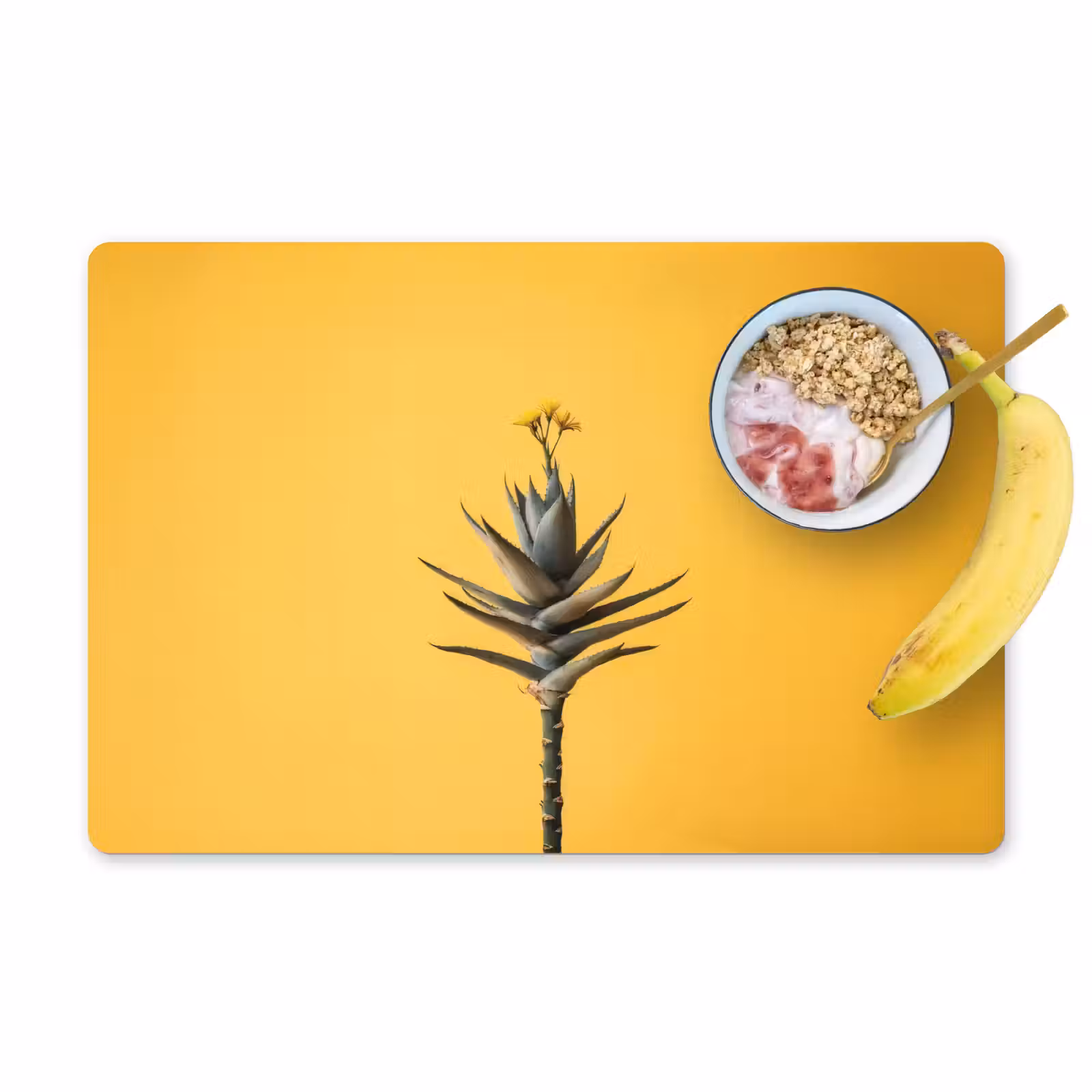 Placemat vinyl - Plant - Minimalistisch - Bloem - Geel — 1