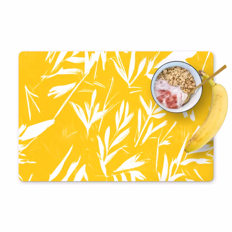 Placemat vinyl - Abstract - Bladeren - Geel - Penseelstreken — 1