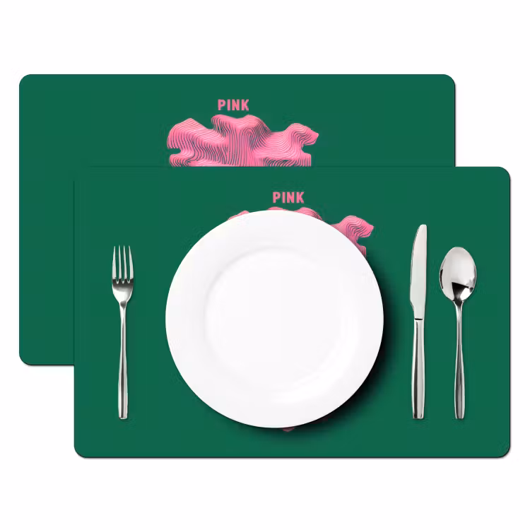Placemat vinyl - Abstract - Pink - Lijnen - Groen — 2