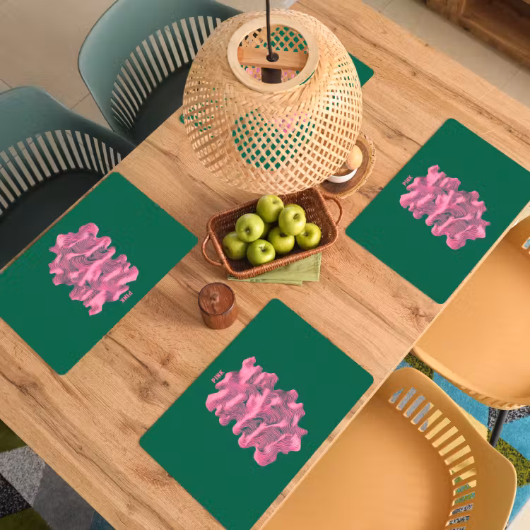 Placemat vinyl - Abstract - Pink - Lijnen - Groen — 3