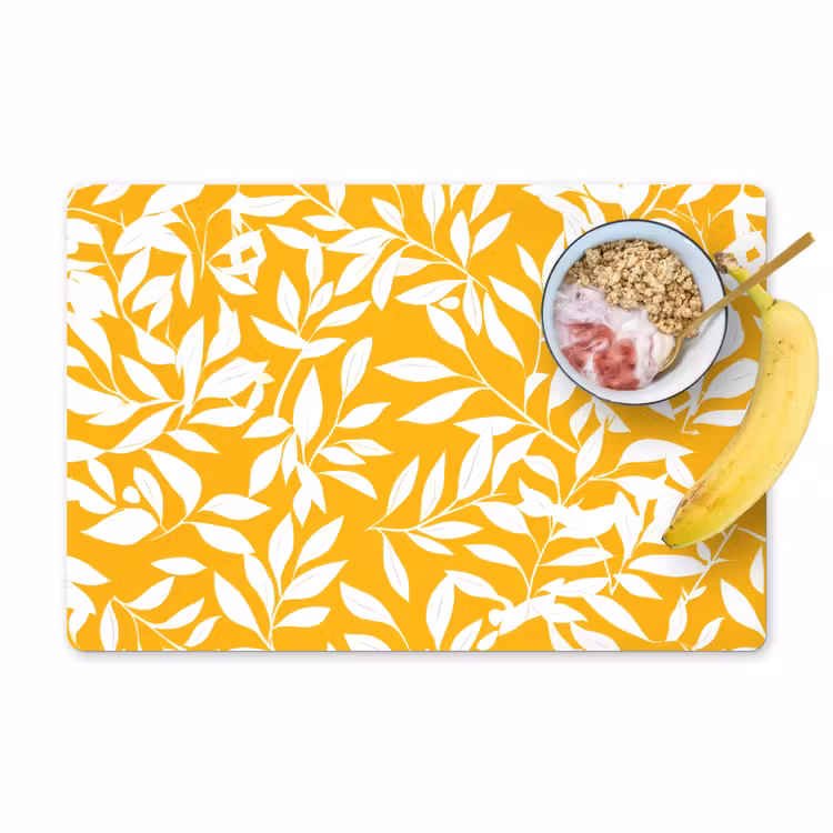 Placemat vinyl - Bladeren - Takken - Geel — 1