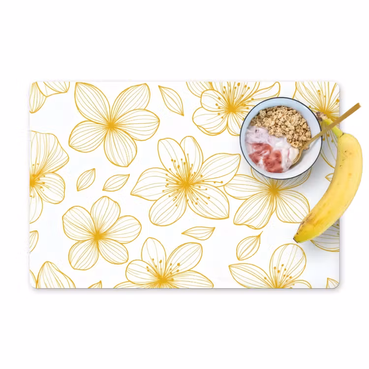 Placemat vinyl - Bloemen - Patroon - Illustratie - Geel — 1