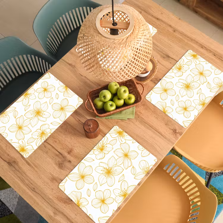 Placemat vinyl - Bloemen - Patroon - Illustratie - Geel — 3