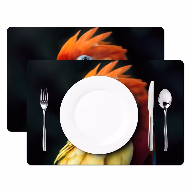 Placemat vinyl - Close-up - Papegaai - Veren - Oranje — 2
