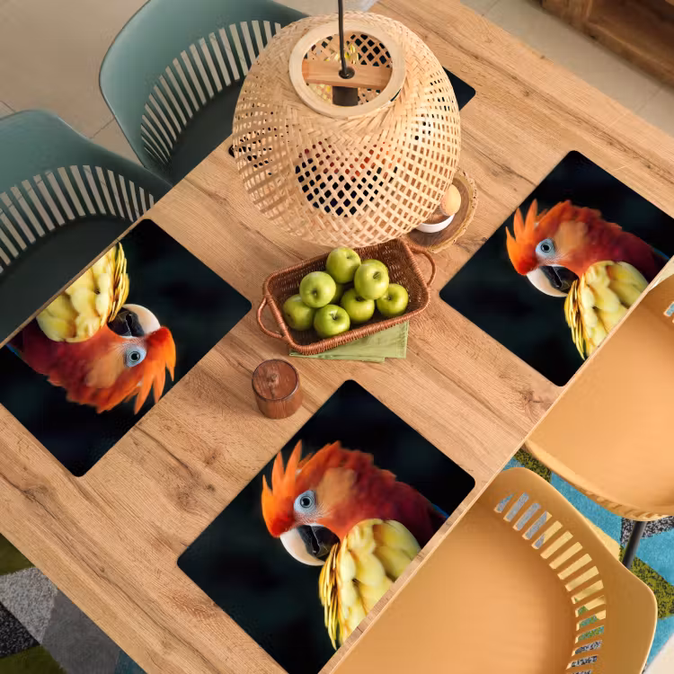 Placemat vinyl - Close-up - Papegaai - Veren - Oranje — 3