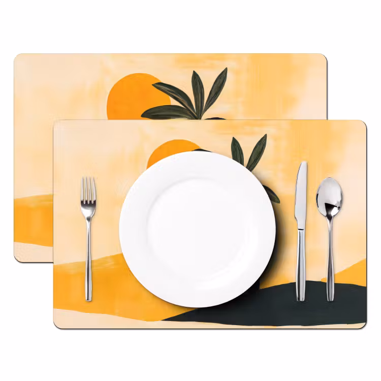Placemat vinyl - Illustratie - Palmboom - Zon - Heuvels — 2
