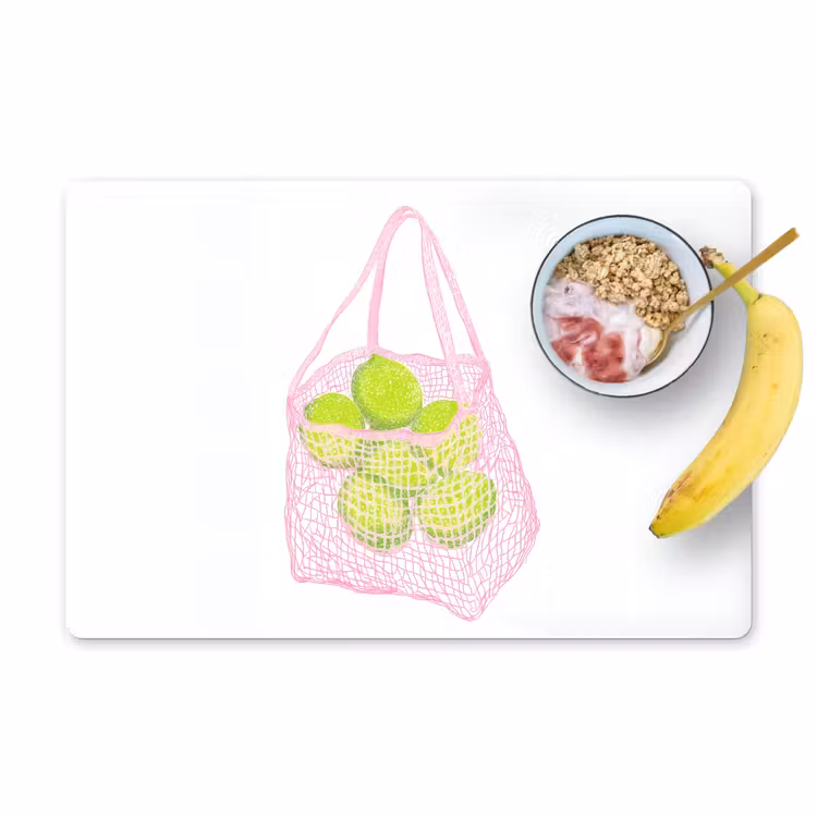 Placemat vinyl - Netzakje - Roze - Illustratie - Limoenen — 1