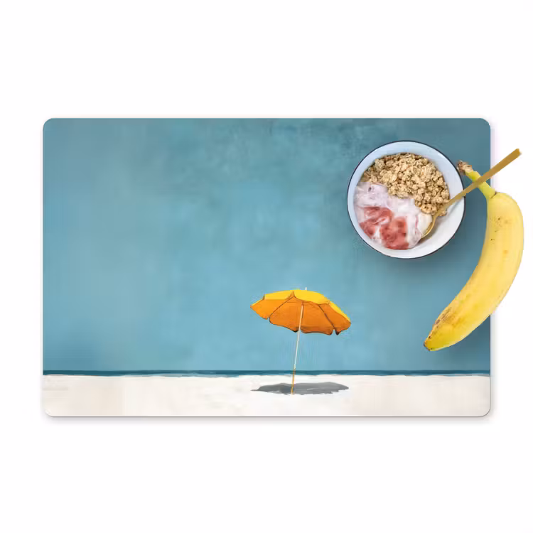 Placemat vinyl - Parasol - Geel - Strand - Zee — 1