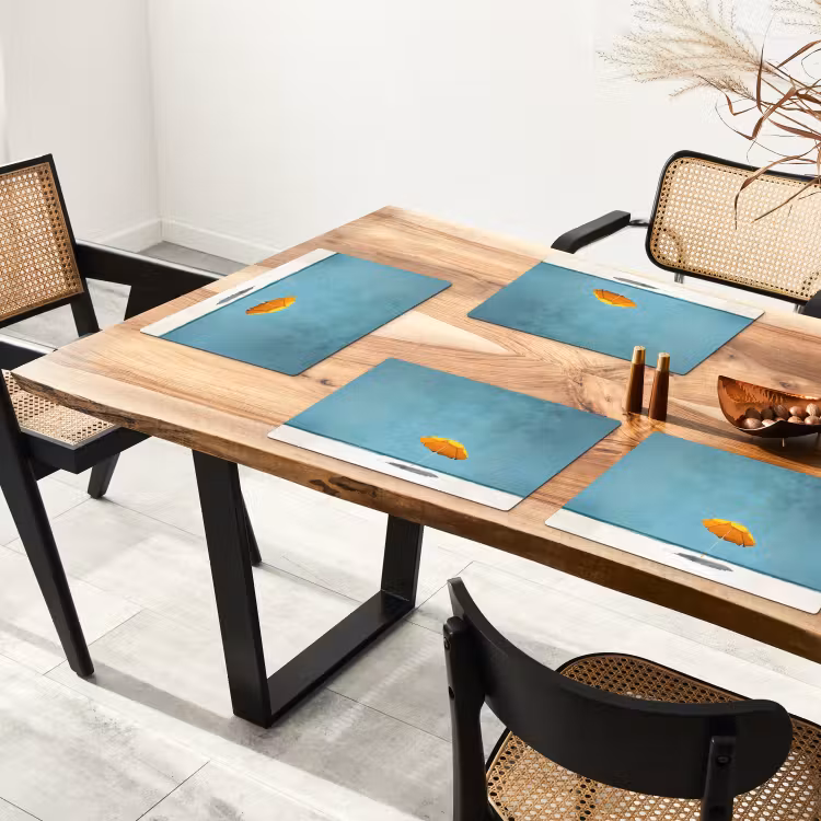 Placemat vinyl - Parasol - Geel - Strand - Zee — 4