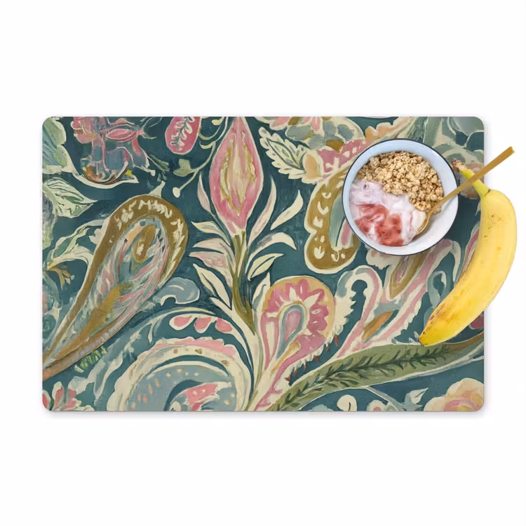 Placemat vinyl - Patroon - Kleurrijk - Sierlijk - Groen — 1