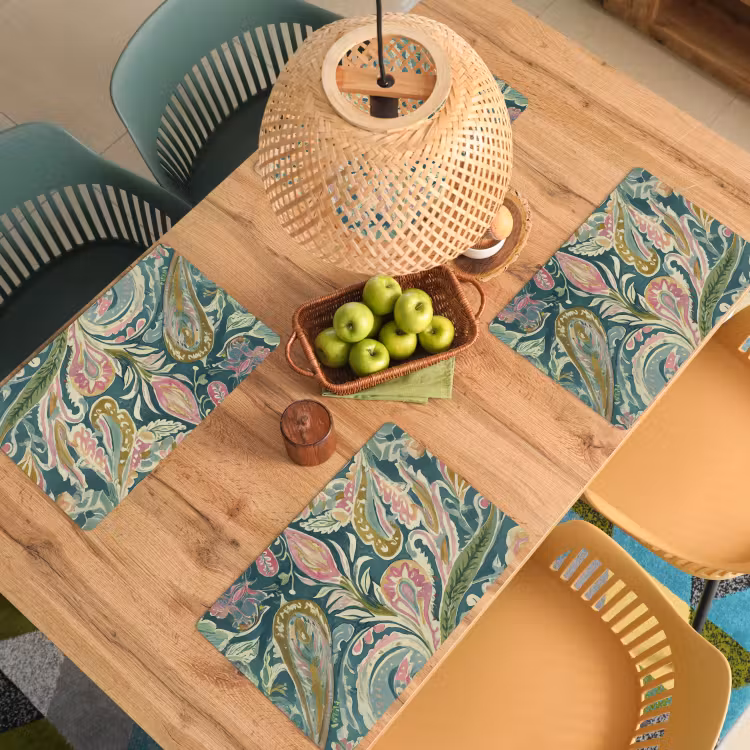 Placemat vinyl - Patroon - Kleurrijk - Sierlijk - Groen — 3