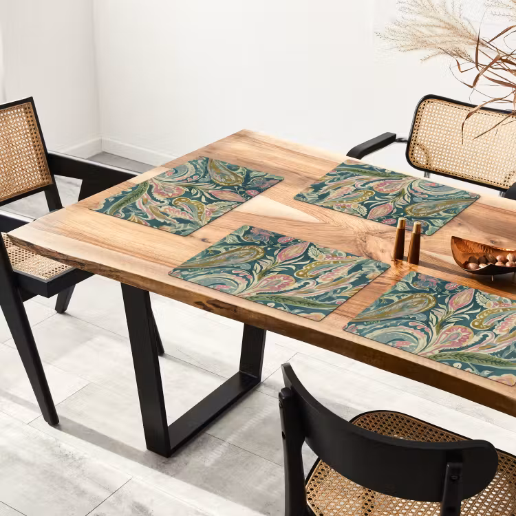 Placemat vinyl - Patroon - Kleurrijk - Sierlijk - Groen — 4