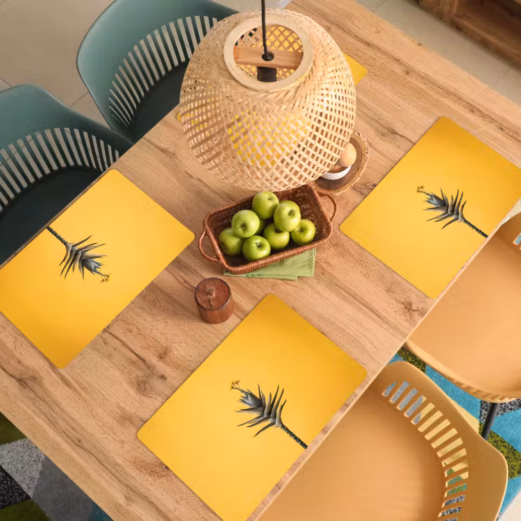 Placemat vinyl - Plant - Minimalistisch - Bloem - Geel — 3