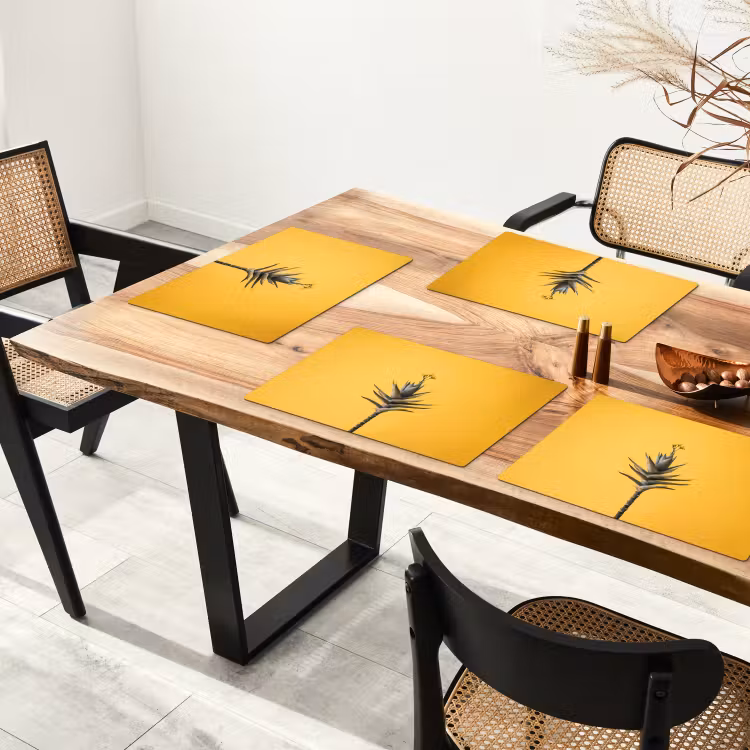 Placemat vinyl - Plant - Minimalistisch - Bloem - Geel — 4