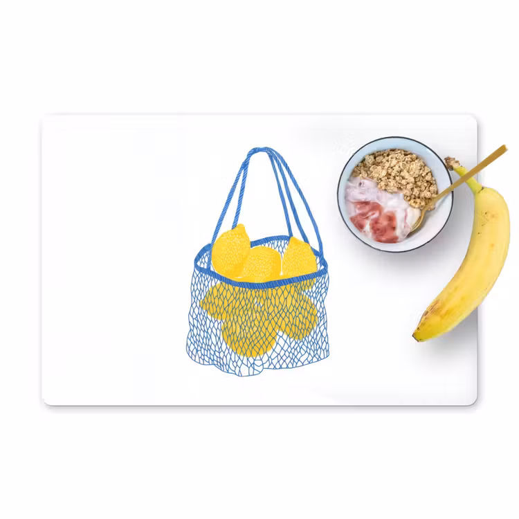 Placemat vinyl - Tas - Blauw - Citroenen - Illustratie — 1