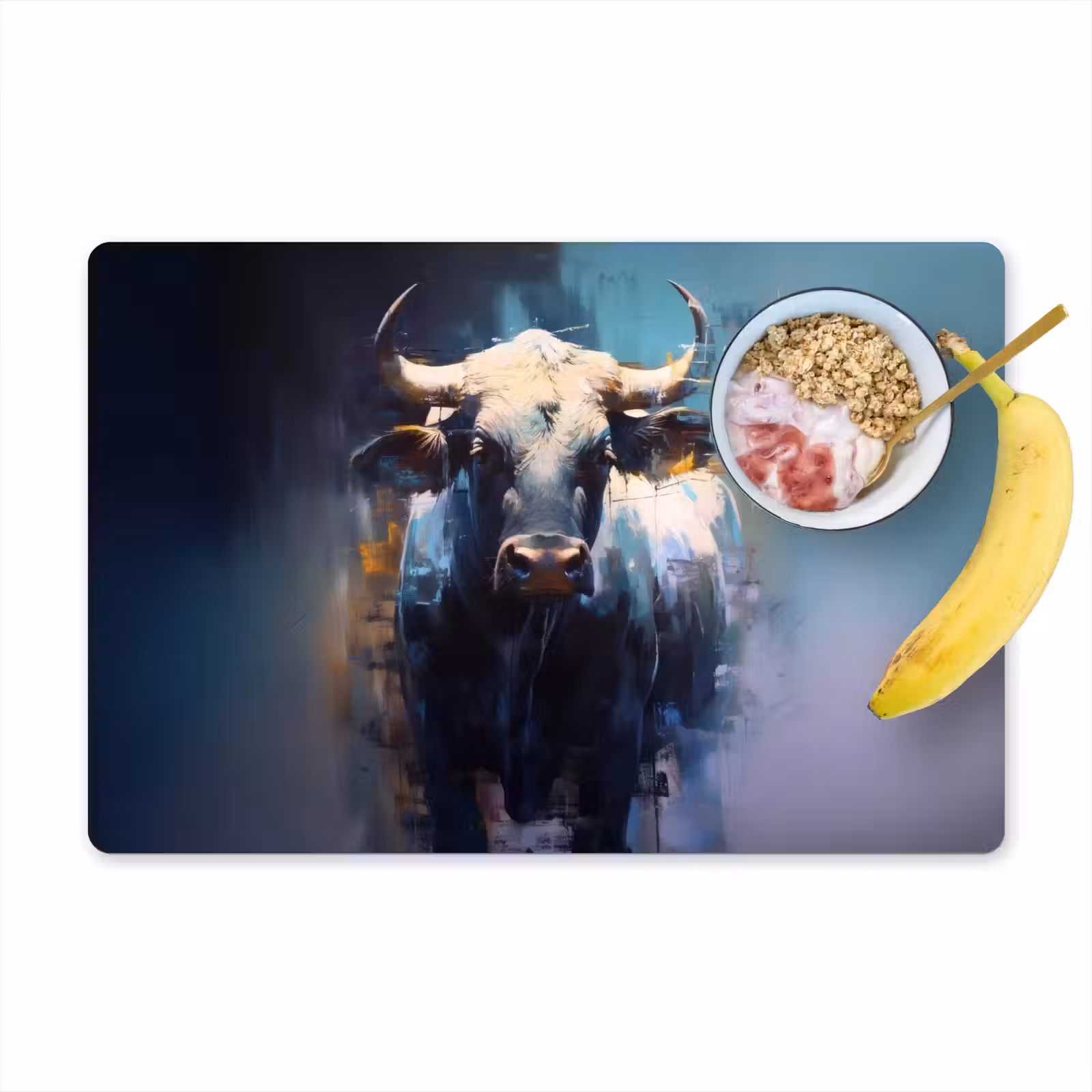 Placemat vinyl - Stier - Zwart - Abstract - Horens — 1