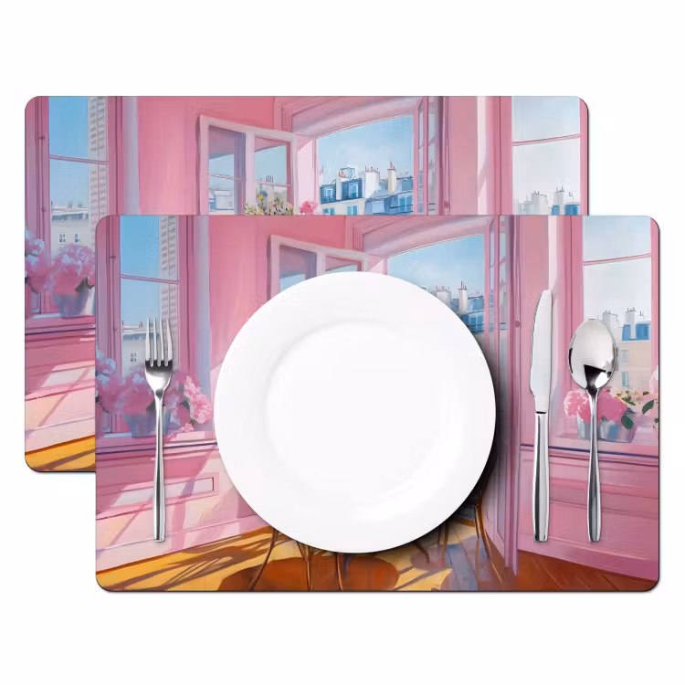 Placemat vinyl - Pink - City - Bloemen — 2
