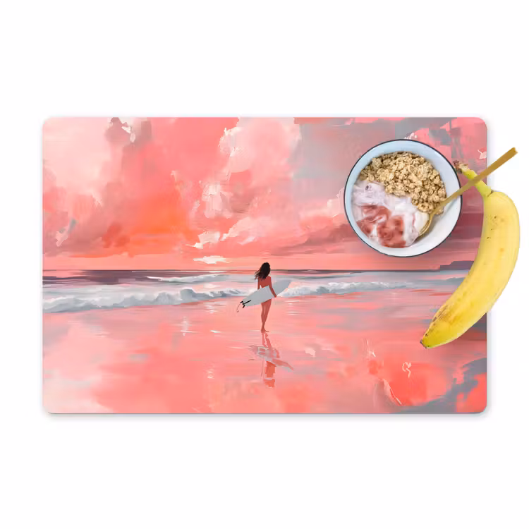 Placemat vinyl - Roze - Surfen - Zee — 1