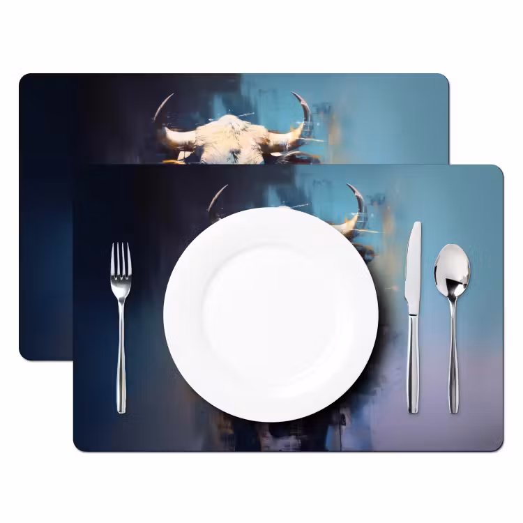 Placemat vinyl - Stier - Zwart - Abstract - Horens — 2