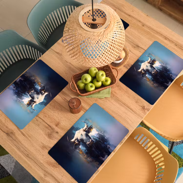 Placemat vinyl - Stier - Zwart - Abstract - Horens — 3