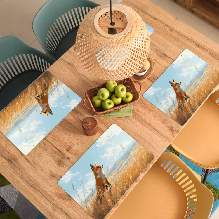 Placemat vinyl - Vos - Gras - Wolken - Oranje — 3