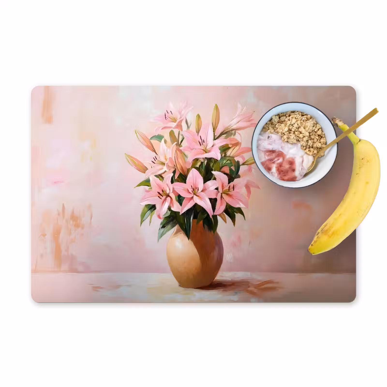 Placemat vinyl - Vaas - Bloemen - Roze — 1