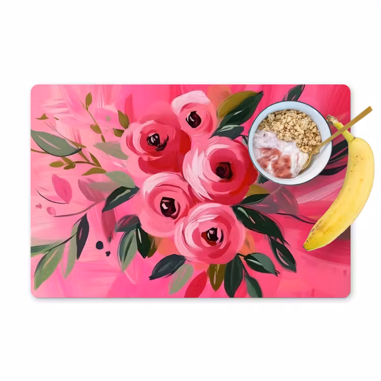Placemat vinyl - Bloemen - Verf - Roze — 1