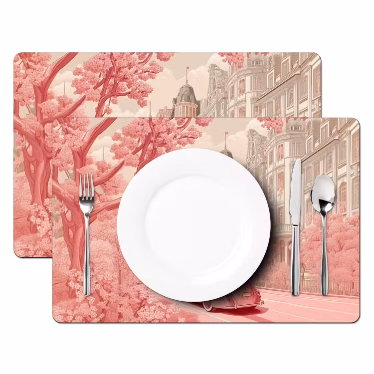 Placemat vinyl - City - Car - Pink — 2