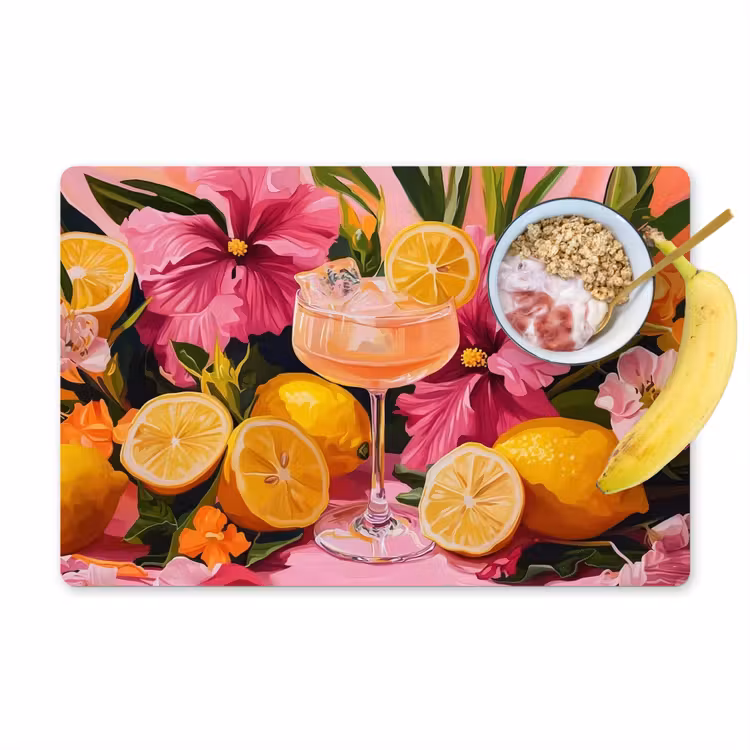 Placemat vinyl - Drink - Bloemen - Yellow — 1