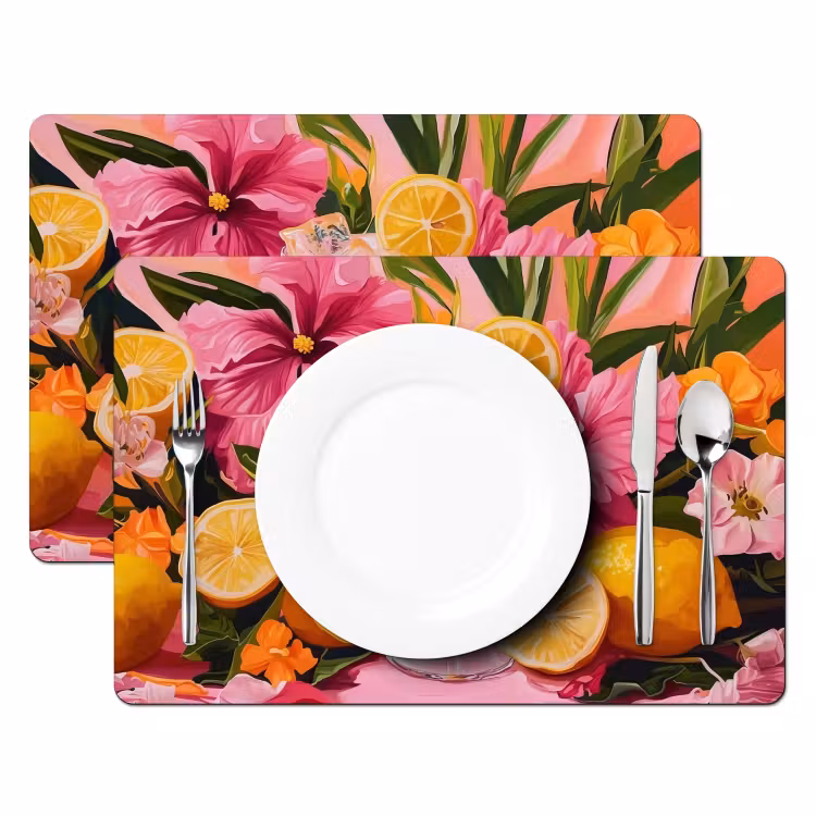 Placemat vinyl - Drink - Bloemen - Yellow — 2