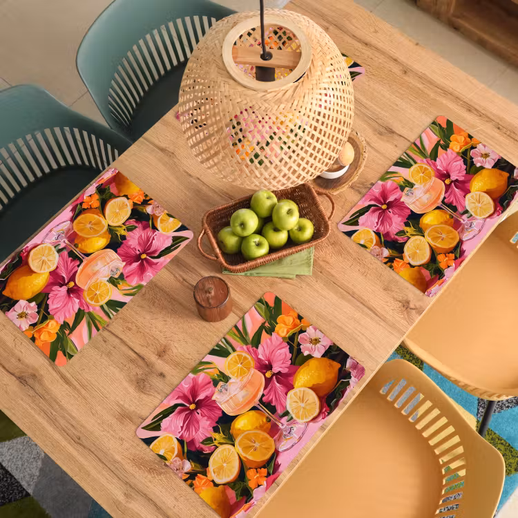 Placemat vinyl - Drink - Bloemen - Yellow — 3