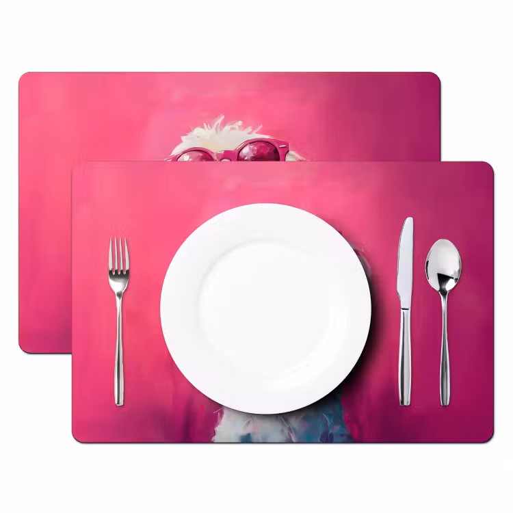 Placemat vinyl - Pink - Hond - Bubbel — 2
