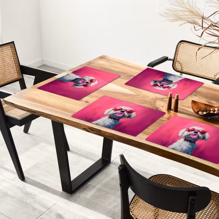 Placemat vinyl - Pink - Hond - Bubbel — 4