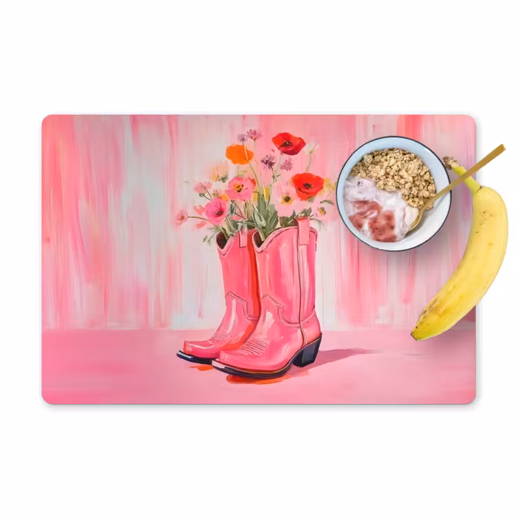 Placemat vinyl - Roze - Bloemen - Cowboy — 1