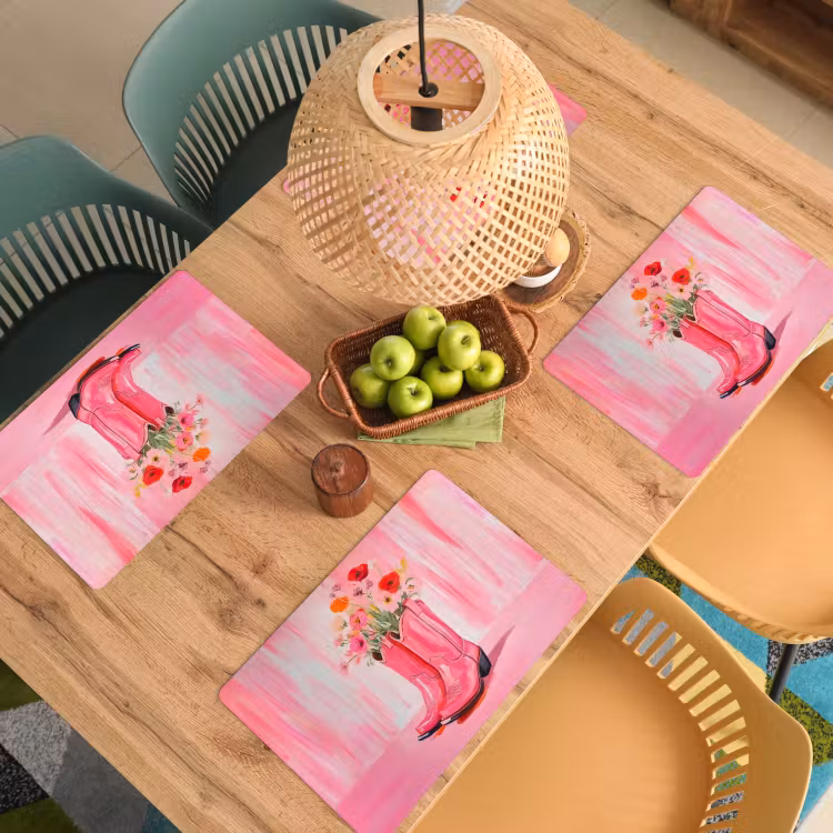 Placemat vinyl - Roze - Bloemen - Cowboy — 3