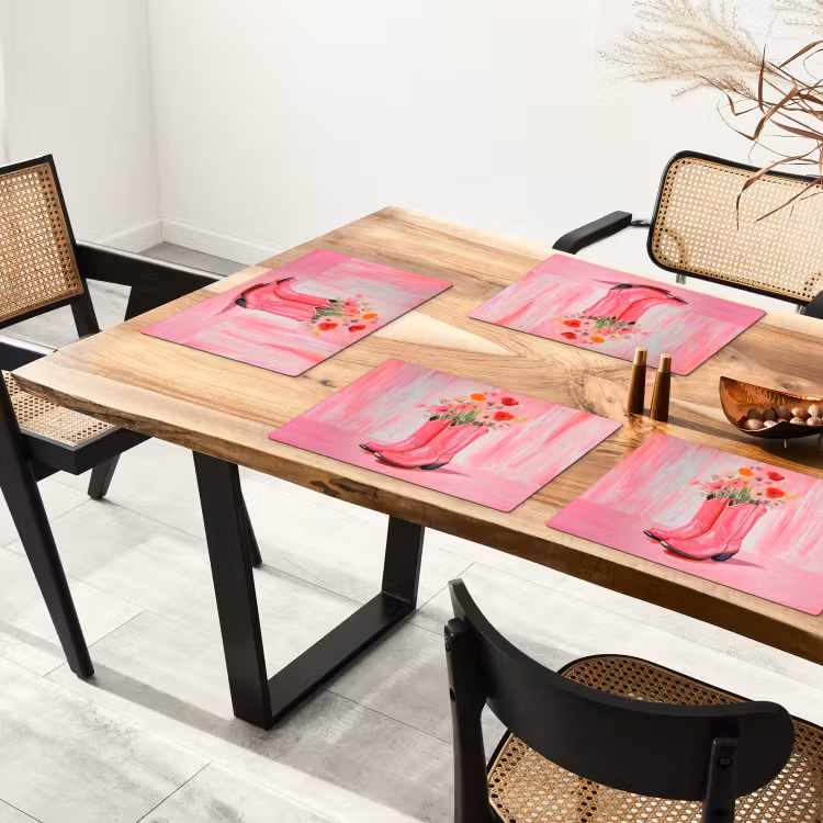Placemat vinyl - Roze - Bloemen - Cowboy — 4