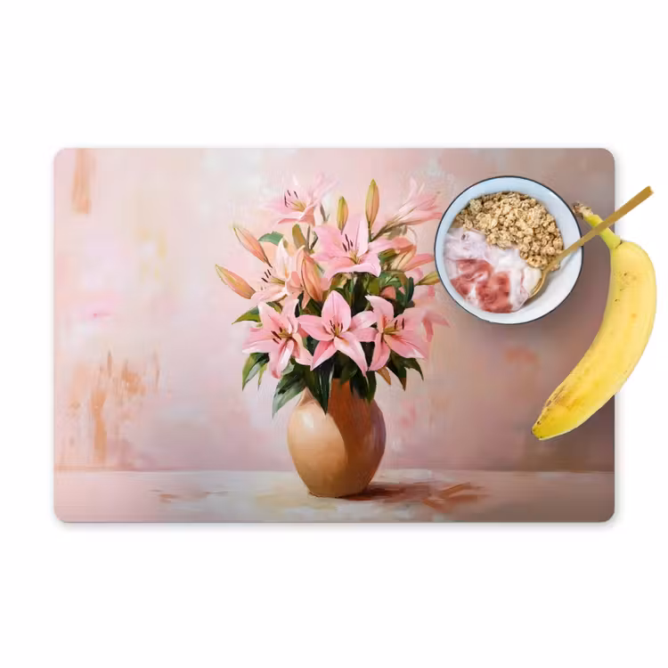 Placemat vinyl - Vaas - Bloemen - Roze — 1